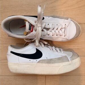 Nike Blazer Low Sneakers — Women’s 10 — Cream/White with Black Swoosh